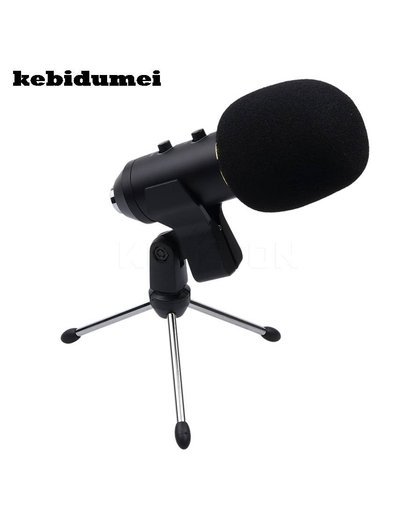 MyXL Kebidumei 3.5mm MK F100TL Radio Omroep Bedrade Microfoon USB Condensator Geluidsopname Mic met Stand voor Karaoke PC Laptop
