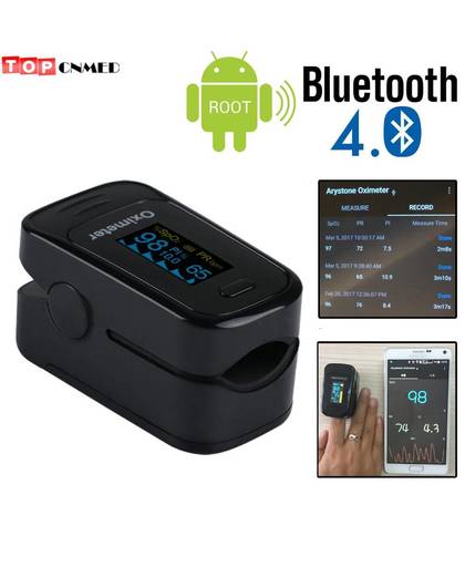 MyXL 11.11 Pulsoximeter Andriod Mobiele Bluetooth 4.0 Versie Perfusie Index SPO2 PR Alarm + Piep Bloedzuurstofverzadiging + Tas   TOPCNMED