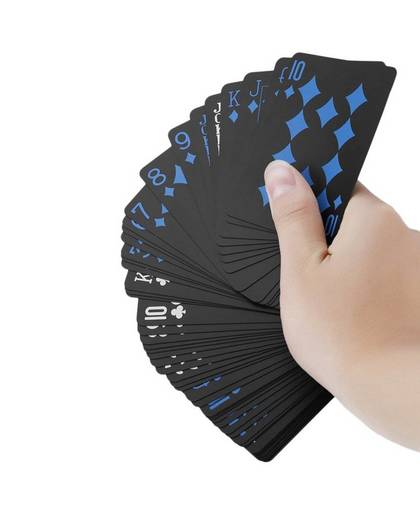 MyXL Waterdichte PVC Plastic Speelkaarten Set Trend 54 stks Dek Poker Klassieke Goocheltrucs Tool Pure Kleur Zwart Magic Box verpakt
