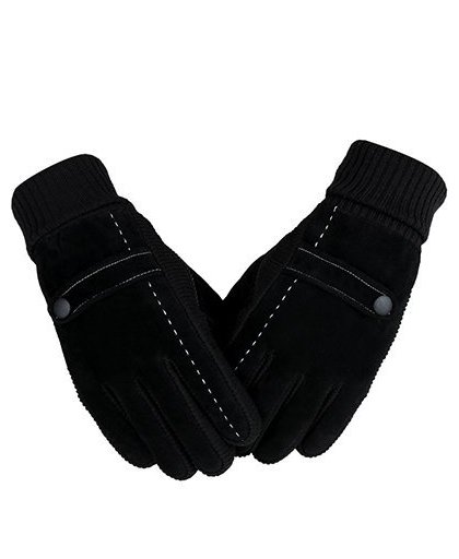 MyXL Aankomst mannen Echt Varkensleer Handschoenen Winter Handschoenen Mannen Koude Proof Warme Handschoenen Breien Witte Lijn Patchwork Handschoenen