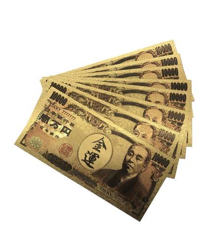 MyXL Producten 10 Stks/partij Lucky 77777 Kleur Japan Goud Bankbiljet 10000 Yen Bankbiljetten in 99.9% Vergulde Nep Geld Voor Collection