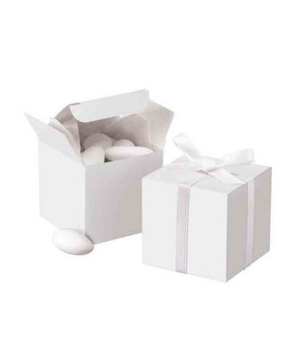 MyXL Witte Vierkante Favor Box Kit Papier Dozen Snoep Chocolade Dozen Met Lint Voor Partij Gunst 100 stks