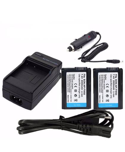 MyXL Eu/us kabel charger + 2x batterijen np fw50 np-fw50 batterij voor sony alpha 7 a7 7R a7R 7 S a7S a3000 a5000 a6000 NEX-3 NEX-3N NEX-5