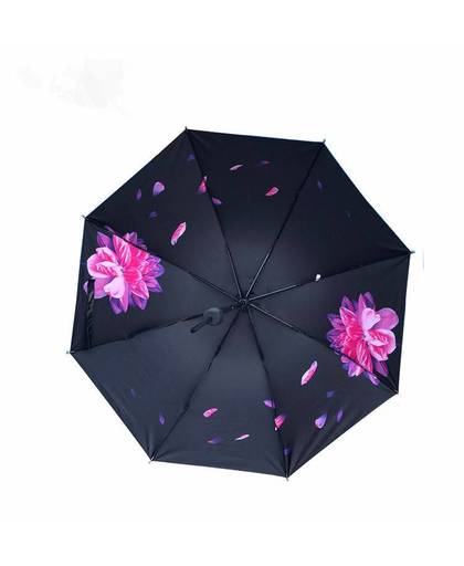 MyXL Koreaanse Bloemen Paraplu Regen Vrouwen Opvouwbare Zonnescherm Parasol Zonnige en Regenachtige Zwarte Coating Winddicht Stijl Paraplu Vrouwen