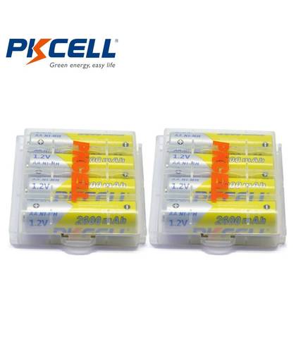 MyXL 8 stks PKCELL Batterij NIMH AA 2600 Mah 1.2 V 2A Mh Oplaadbare Batterijen AA Bateria Baterias + 2 stks batterij Hold Case Dozen