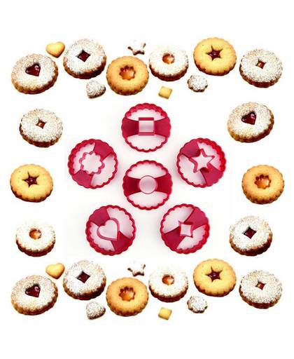 MyXL Multifunctionele Cookie Cutter Cake Decorating Fondant Snijders Tool Linzer Cookie Cutters Set van 6   MOM&#39;S HAND