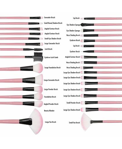 MyXL Professionele 32 stks Up Kwasten Set Voor Vrouwen Mode Zachte Gezicht Lip Wenkbrauw Shadow Make Up Brush Set Kit + Bag   red dieny