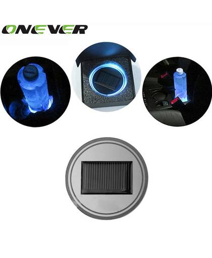 MyXL Universele Auto Styling Zonne-energie Energie Blauw LED Auto-interieur Decoratie Licht Cup Coaster Mat Antislip Pad Auto-accessoires