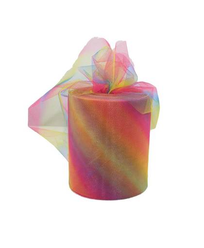 MyXL regenboog gedrukt Polyester tule 6 &quot;* 100 yards dier gedessineerde mesh tulle