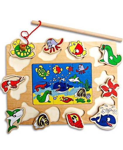 MyXL Houten Vissen Board Kids Speelgoed Mini Oceaan Krab Vis Puzzel Baby Vroege Educatief Voorschoolse Magnetische Vissen Speelgoed voor Kids