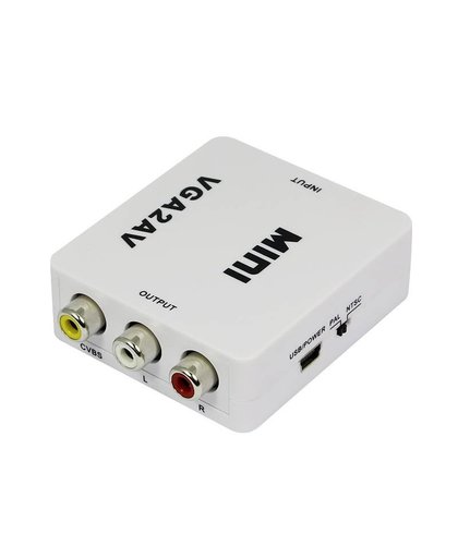 MyXL 1080 P Mini VGA AV RCA Converter met 3.5mm Audio VGA2AV/CVBS + Audio Converter voor HDTV PC   MyXL