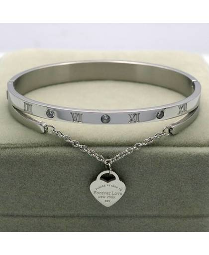 MyXL Luxe BeroemdeSieraden Pulseira Rose Goud Rvs Armbanden & Bangles Vrouwelijke Hart Altijd Liefde Armband Voor Vrouwen   BORASI