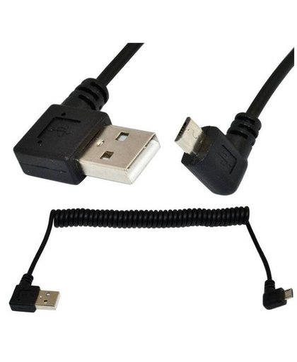 MyXL LBSC 5Ft Spiraal Spiraal USB micro 5 Pin links schuine Man USB 2.0 Een links man Kabel