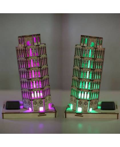 MyXL 3D Puzzel Toren van Pisa Hout Solar LED