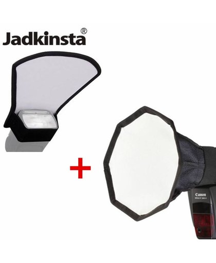 MyXL Jadkinsta 2in1 Set Camera Flash Diffuser 20 cm Octagon Mini Softbox + Zilver Wit Reflector Panel voor Canon voor Nikon Speedlite
