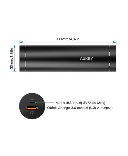 MyXL Quick Lading 3.0 5000 mAh Power Bank Cilindrische Powerbank Externe Batterijen Draagbare Snelle Lader voor Xiaomi Samsung   AUKEY