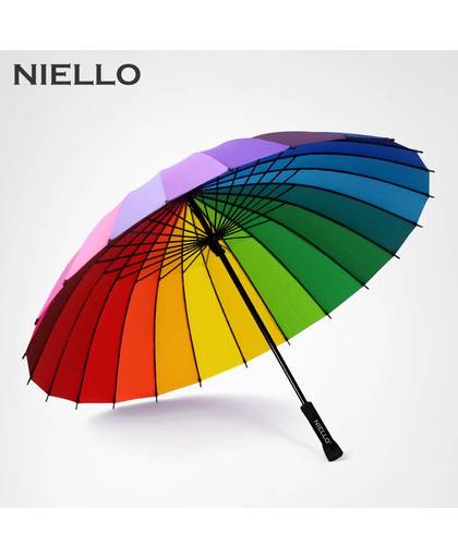 MyXL NELLO Regenboog Paraplu Regen Vrouwen24 K Winddicht Lange Handle Paraplu Sterke Frame Waterdicht Mode Kleurrijke Paraguas