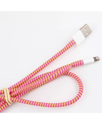 MyXL Lengte 1.4 M 10 STKS Effen Kleur TPU spiraal Usb-laadkabel cord protector wrap kabelhaspel voor iphone samsung HTC Data kabel