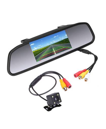 MyXL Podofo 4.3 &quot;auto Achteruitkijkspiegel Monitor Achteruitrijcamera TFT-CCD Video Auto Parking Kit 4 LED Nachtzicht Achteruitrijcamera Auto-styling