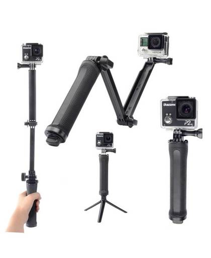 MyXL Universele action camera accessoires inklapbare 3 manier monopod mount camera grip extension arm statief voor sjcam sj4000