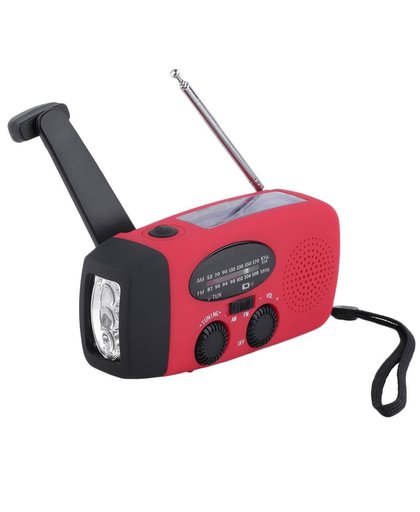 MyXL Portable Zonne Radio Hand Crank Zelf Aangedreven Telefoon Oplader 3 LED Zaklamp AM/FM/WB Radio Waterdicht Emergency Survival Rood