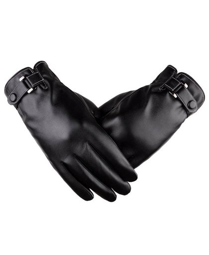 MyXL Mannen Handschoenen Zwart Plus Fluwelen Wanten Elastische Volledige Vinger Touchscreen Winddicht Guantes Mannelijke Winter Lederen Handschoenen Business
