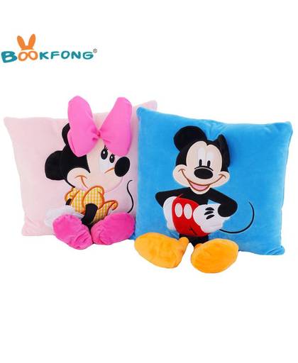 MyXL 35 cm 3D Mickey Mouse en Minnie Mouse Pluche Kussen Kawaii Mickey Minnie Knuffels Kids Verjaardagscadeautjes Thuis Sofa Decor