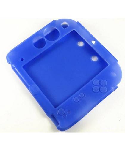 MyXL Blauw Siliconen case + Beschermen Clear Touch Film Screen Guard + Zwart EVA Protector Hard Travel Carry Case bag voor nintendo 2DS   GAOCHENG