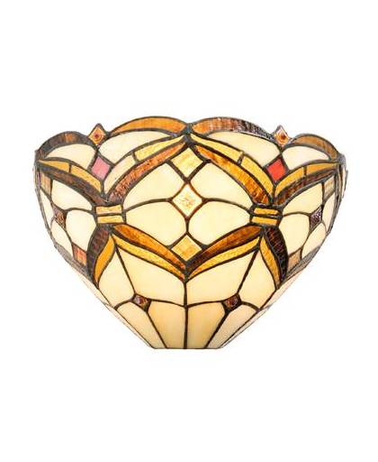 Clayre & eef wandlamp tiffany 30x15x17 cm e14/ max.40 watt - bruin, beige, geel - ijzer, glas