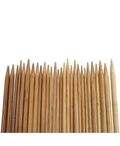 MyXL 75 stks/set 15 Maten 20 cm Dubbele Wees Verkoolde Bamboe Breinaalden Trui Breien Bamboe Handvat Smooth Craft Naald