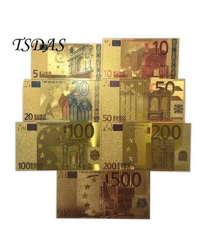 MyXL Volledige Sets 24 K Goud Bankbiljet Euro 5-500 Goudfolie Bankbiljet 7 stks/partij als Business & Kerstcadeaus