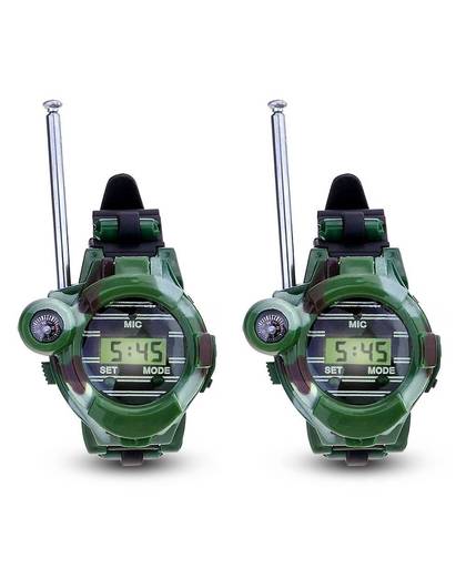 MyXL 1 Paar LCD Radio 150 M Horloges Walkie Talkie 7 in 1 Kinderen Horloge Radio Outdoor Interphone Speelgoed (kleur: groen)