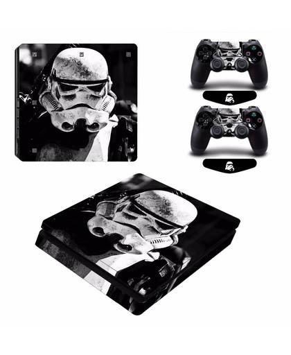 MyXL Star Wars Stormtrooper Vinyl Decal PS4 Slim Skin Sticker voor PlayStation 4 Slim Console 2 Controllers Gratis LED Licht Bar   ARRKEO