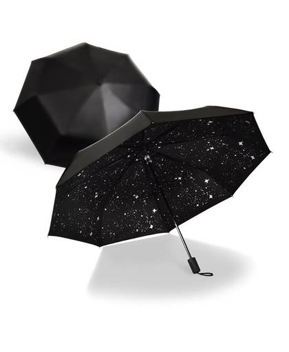 MyXL Sterrenhemel Zwarte Coating Winddicht Anti UV Zon/Regen Triple Opvouwbare Paraplu