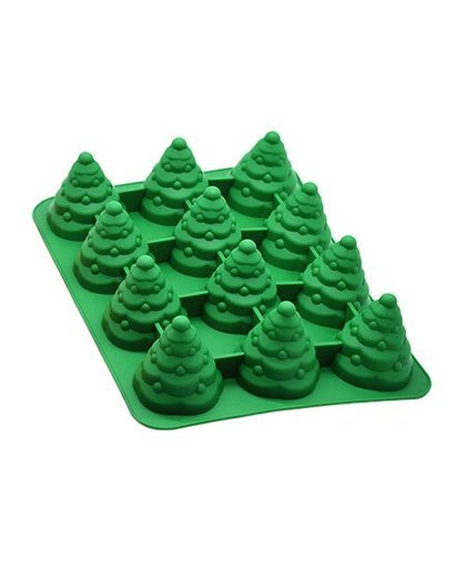 MyXL 3D Kerstboom Pannenkoek Tray Mold FDA Siliconen Zeep Schimmel Fondant Cakevorm Bakken Tools 12 Holte