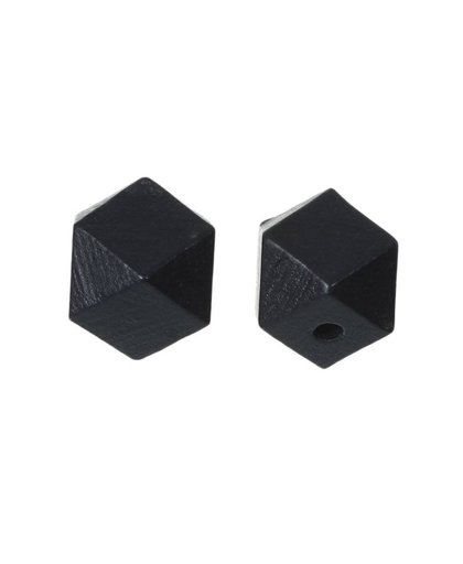 MyXL Hinoki Hout Spacer Kralen Geometrische Veelvlak Facet Zwart Ongeveer 20mm x 20mm, Hole: Ca. 4.2mm-3.7mm, 30 Stks
