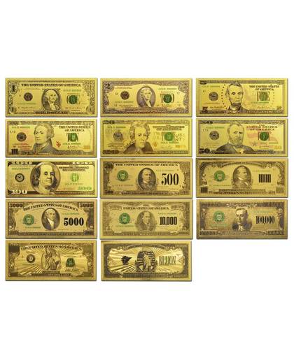 MyXL SET 14 Kleur USA Goud Bankbiljetten 1-1 Miljard Dollar Wereld Geld Valuta S Amerika BILL Notities