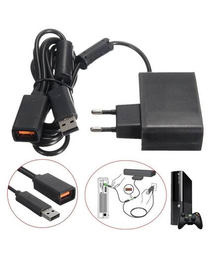 MyXL Black AC 100 V-240 V Voeding EU Plug Adapter USB Opladen Charger Voor Microsoft Voor Xbox 360 Kinect Sensor   ShirLin