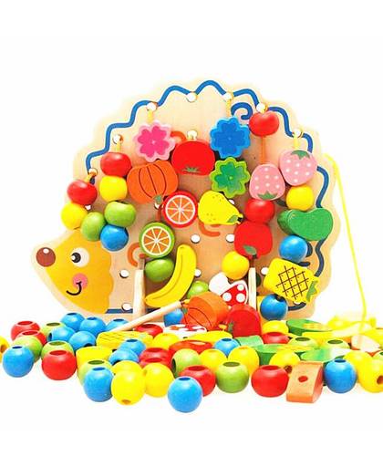 MyXL Leren Onderwijs Houten Speelgoed 82 Stks Egel Fruit Kralen Montessori Oyuncak Educatief Speelgoed Voor Kinderen
