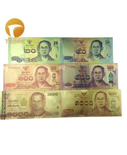 MyXL Volledige Sets 24 K Goud Bankbiljet Thailand 20-1000 Goudfolie Bankbiljet 6 stks/partij als Business & Kerstcadeaus