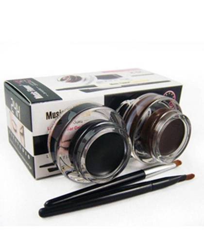 MyXL Beste 2 in 1 Bruin + Zwart Gel Eyeliner Make Up waterdicht En Smudge-proof Cosmetica Set Eye Liner Kit in Eye Liner make   MyXL