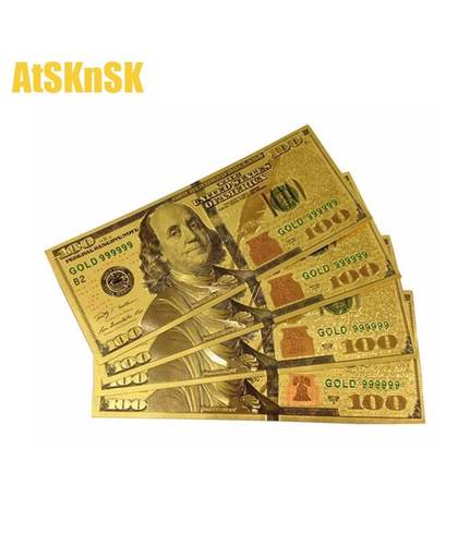 MyXL 10 stks AtSknsk ons 24 k 100 USD goudfolie dollar bankbiljetten goud geld papier fake geld Home Decor 100 pure gold Collection bankbiljet