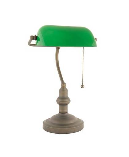 Clayre & eef bankierslamp bruin , groen glas 40 x ø 27 cm - bruin, groen - glas, metaal