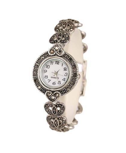 MyXL NieuweModeontwerperPlated Antiek Zilver + Armbanden 26% Crystal Armband Horloge Voor Vrouwen