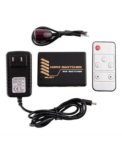 MyXL Gizcam 3x2 3 INPUT OUTPUT 2 HDMI Switcher Splitter Auto Remote Switching 3D 1080 P US Adapter ONS Plug