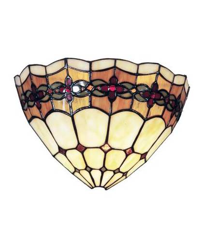 Clayre & eef wandlamp tiffany compleet 30x14x20 cm 1x e14 max 40w. - oranje, multi colour - ijzer, glas