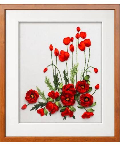 MyXL Rode papaver bloem Lint borduren kit afgewerkt foto canvas verf handcraft vlek DIY handgemaakte handwerken muur art decor