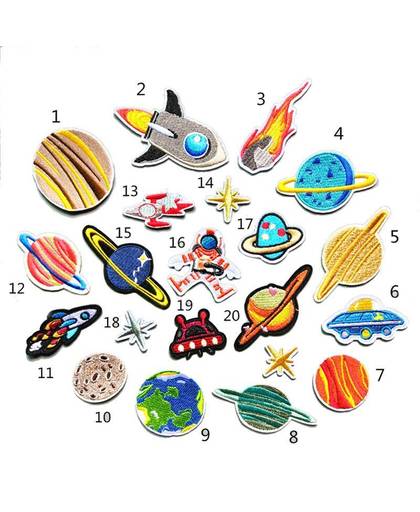 MyXL 20 stks/set Borduurwerkflarden Outer Space Planet Patroon Naaien Patches Iron Patches Badges Sticker Voor T-Shirt Jeans Kleding
