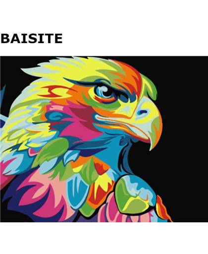 MyXL BAISITE Abstracte Kleurrijke Eagle Frameloze DIY Schilderen Nummers Handgeschilderd Olieverfschilderij Home Decor UniekeE566