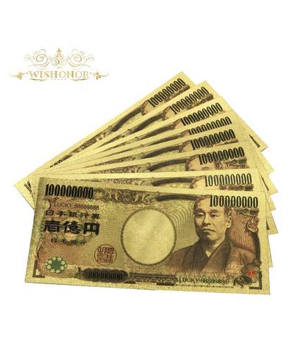 MyXL 10 Stks/partij Lucky 888888 Kleur Japan Goud Bankbiljet Honderd Millio Yen Bankbiljetten in 99.9% Vergulde Nep Geld Voor Collection